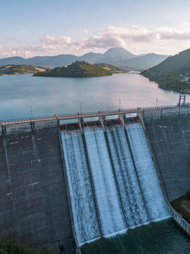 Aerial view of Lake Cingoli, Cingoli, Macerata, Italy.