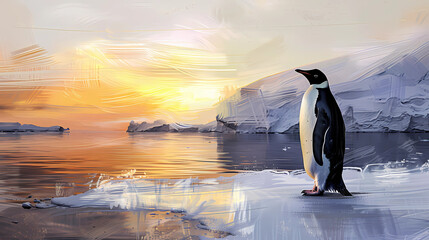 Penguin in the Arctic. World Penguin Day. Illustration