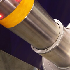 Modern telescopic traffic bollard cylinder closeup