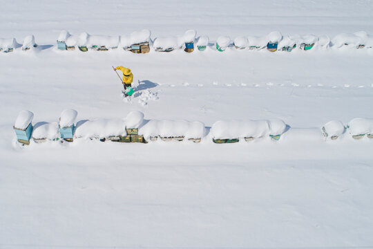 Aerial view of snowy mountain range in Peloponnese, Greece.