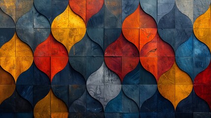  wavy shapes on brick wall