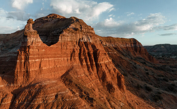Aerial view of dry landscape in Palo Duro Canyon State Park, Canyon, Texas, United States.