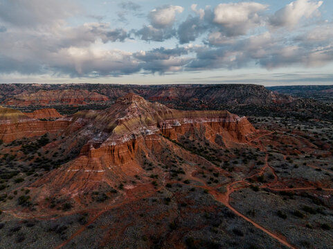 Aerial view of majestic Palo Duro Canyon State Park, Canyon, Texas, United States.