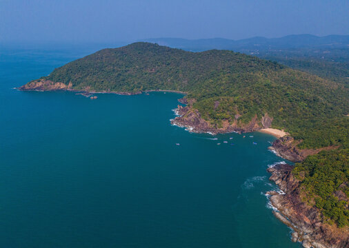 Aerial view of Butterfly beach, Canacona, Goa, India.