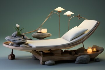 Luxurious Spa relax table. Hotel massage center. Generate Ai