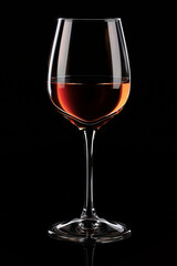 Red wine glass on a black background