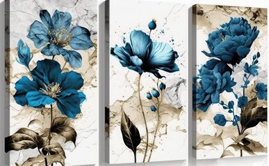 Abstract oil painting Marble background with flower designs, wall decoration, panel wall, art Painting,