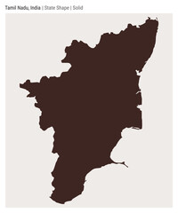 Tamil Nadu, India. Simple vector map. State shape. Solid style. Border of Tamil Nadu. Vector illustration.