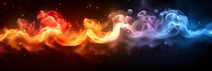 Fiery and icy abstract smoke waves collide in this energetic and creative web banner background image