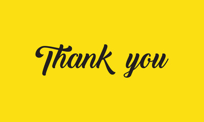 Thank You Hand Lettering. Typography Design Inspiration. Black colored on a yellow background. Vector illustration