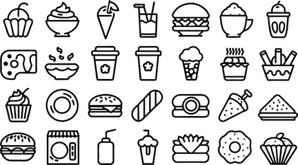 Food and drink icons in flat style