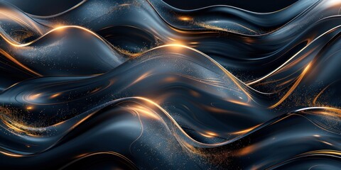Abstract 3d luxury premium background, colorful flowing curved waves, golden accent, lighting effect - 788693776