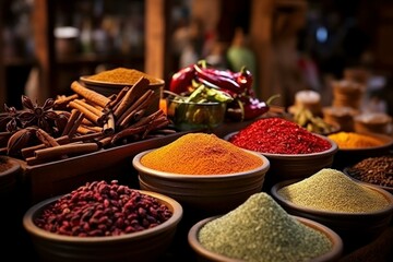 Vibrant Spices vegetables table cook. Health menu. Generate Ai