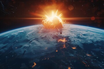 Atomic explosion on planet earth, bomb blast - obrazy, fototapety, plakaty
