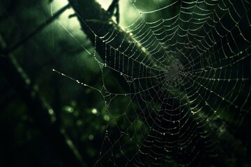 Complex Spider poison web. Animal fear scary insect pattern. Generate Ai - obrazy, fototapety, plakaty
