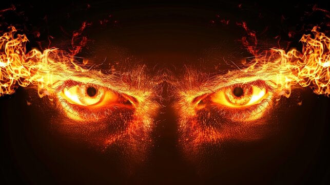 Fiery eyes embodying pure anger, clenched fists ready to explode in rage