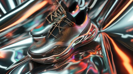 Futuristic Sneakers with Metallic Reflections