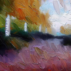 abstract painting painted with random strokes - autumn park, Ai-generated illustration