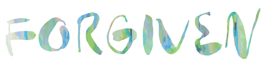 FORGIVEN - The word FORGIVEN with a digital Pastel colored painting in the letters FORGIVEN - Transparent PNG Text, Word, letters, color, colorful, pastel