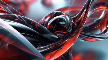 Foto op Canvas 3D rendering of intertwined glossy shapes. © Leyla