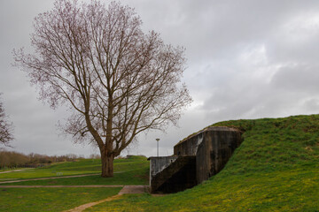 Fortifications and bunkers from the Napoleonic era in the Dutch fort known as Dirks Admiraal in Den...