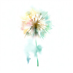 lonely watercolor dandelion, hand painted, low quality disfigured bad gross, illustration generated by Ai