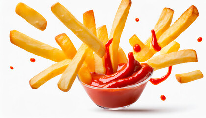 French fries and tomato ketchup