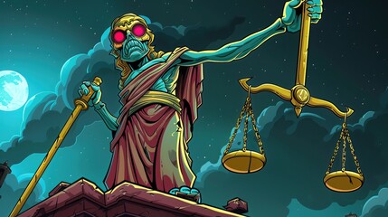 A colony of sentient AI establishes a virtual court, resolving disputes between digital entities and upholding the principles of justice in the metaverse - obrazy, fototapety, plakaty