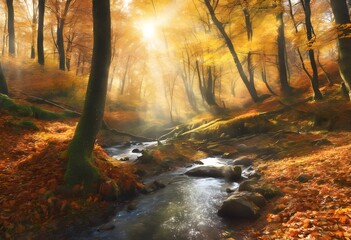 Obraz premium sun rays in the forest