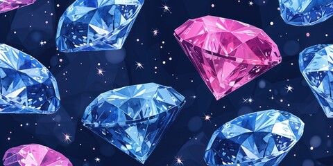 Mesmerizing Array of Multicolored Diamonds on Deep Blue