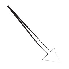 Long curved hand drawn arrow vector