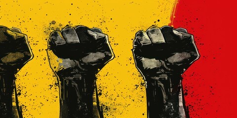 Collective Strength: United Fists of Resilience - obrazy, fototapety, plakaty