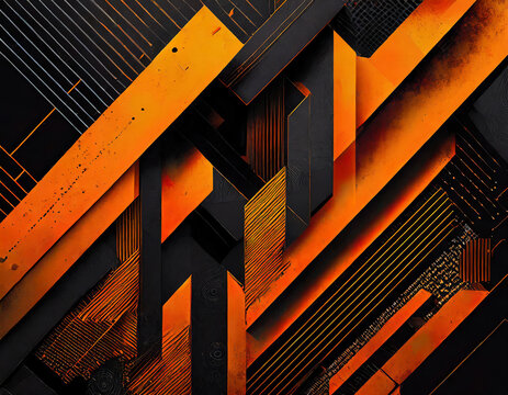 abstract futuristic architectural orange and black background graphic pattern wallpaper