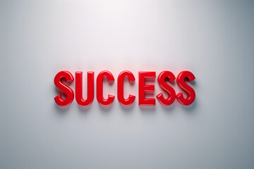 Red focus success title 3D render font inscription on white background, business goal motivation strategy theme.