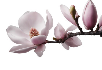 Beautiful blooming magnolia branch isolated on transparent background