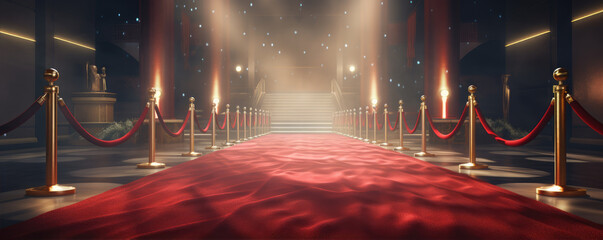 Elegant red carpet for event - obrazy, fototapety, plakaty