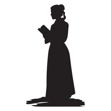 recommend clip art: Librarian with Book Silhouette sketch art illustration