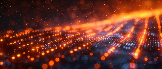 Fototapeta na wymiar Radiant Digital Binary Stream on Computer Screen Generative AI