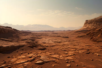 Naklejka premium Mars surface, surface on mars, space, mars landscape surface