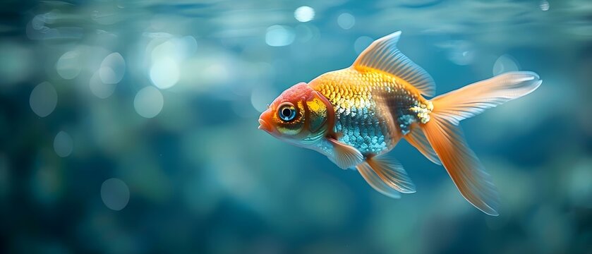 Graceful Goldfish: A Dive into Prosperity. Concept Goldfish Keeping, Feng Shui, Water Element, Wealth Symbolism