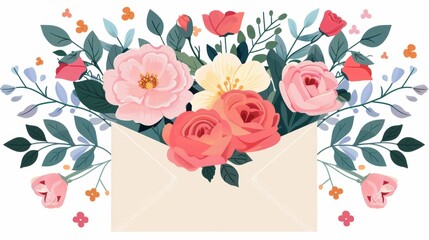 Minimalist Rose Envelope Valentine's Day Illustration Generative AI