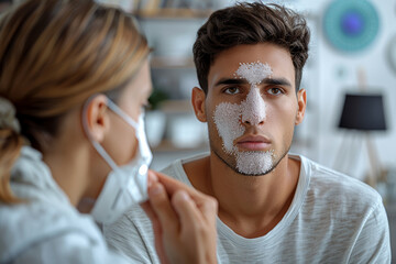 A man consulting with an allergist to develop a personalized allergy management plan tailored to his specific triggers and symptoms. Concept of personalized allergy treatment. Generative Ai.