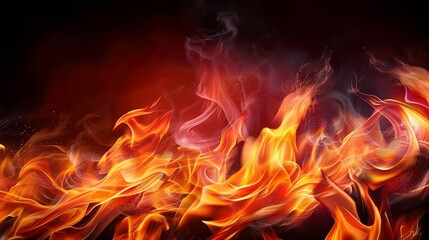 Vibrant Fiery Flames Illuminating Dark Night - Intense Heat and Energy Concept - obrazy, fototapety, plakaty