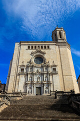 Fototapeta na wymiar Girona Cathedral, also known as the Cathedral of Saint Mary of Girona, is a Roman Catholic church located in Girona, Catalonia, Spain
