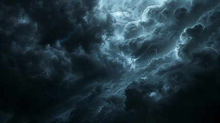 Dark, ominous sky filled with thick, foreboding storm clouds, with lightning visible (1)