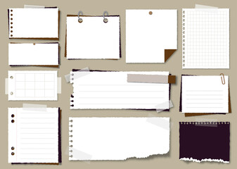 Set of different vector note papers. Note icons..eps