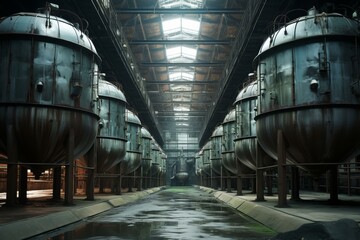 Large-scale Steel tanks factory industry. Plant container. Generate ai