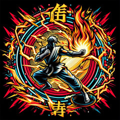 Colorful fighter characters illustration