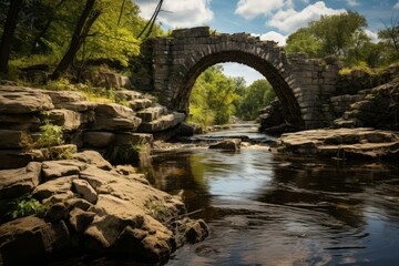 Majestic Stone arch river. Travel tourism. Generate Ai