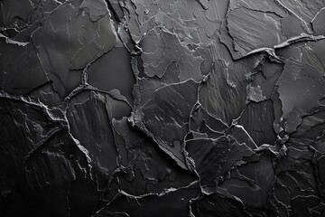 Black Stone texture. Beautyful stone texture. Textured layers of black slate with natural golden veins, showcasing geological complexity and rugged beauty.